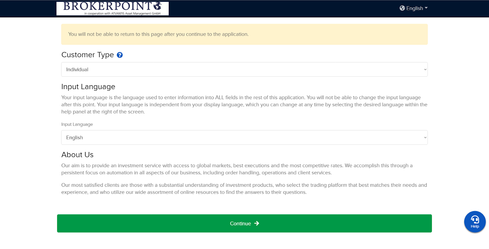 Brokerpoint’s Review -  Choosing account type