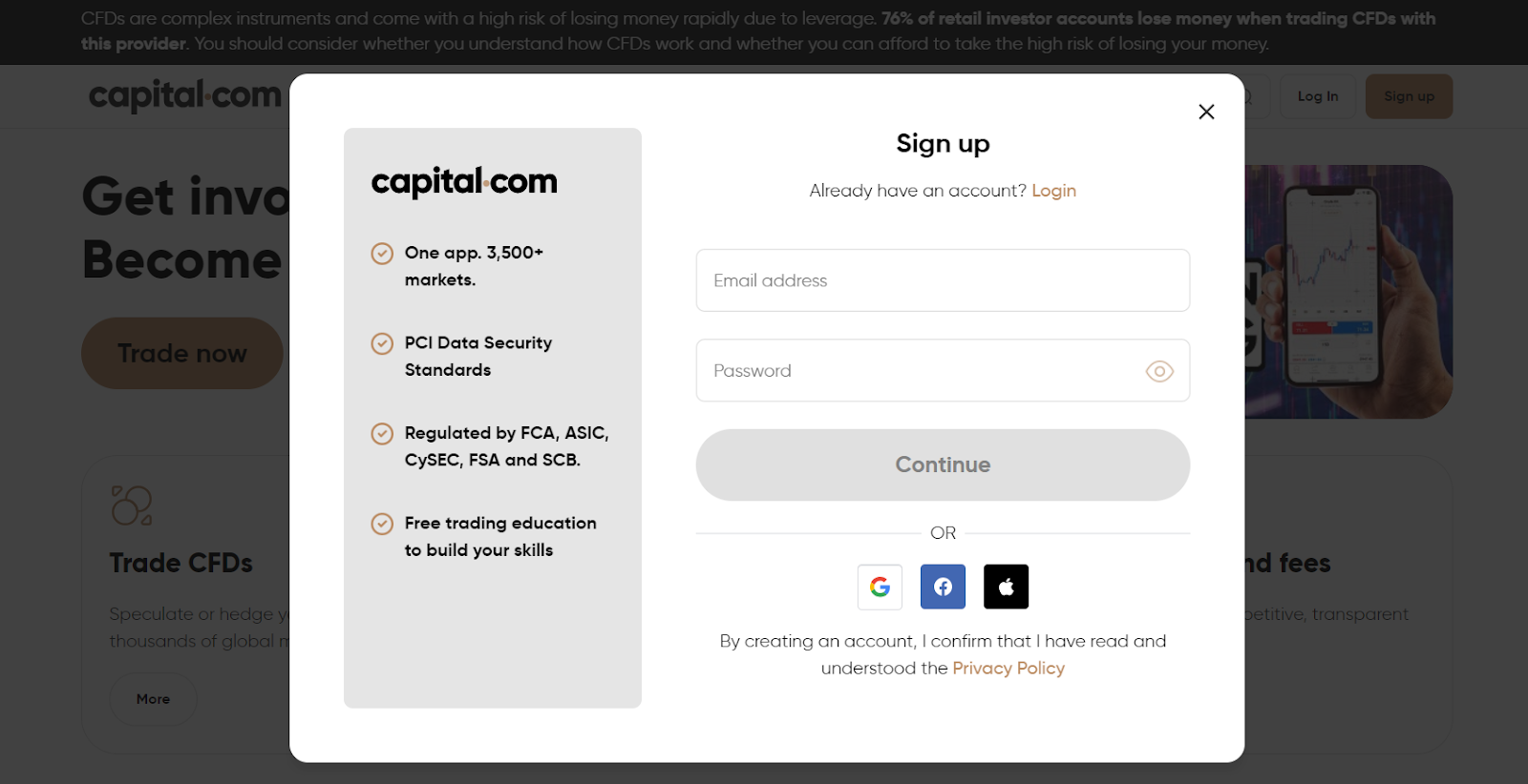Capital.com recenze – Registrace