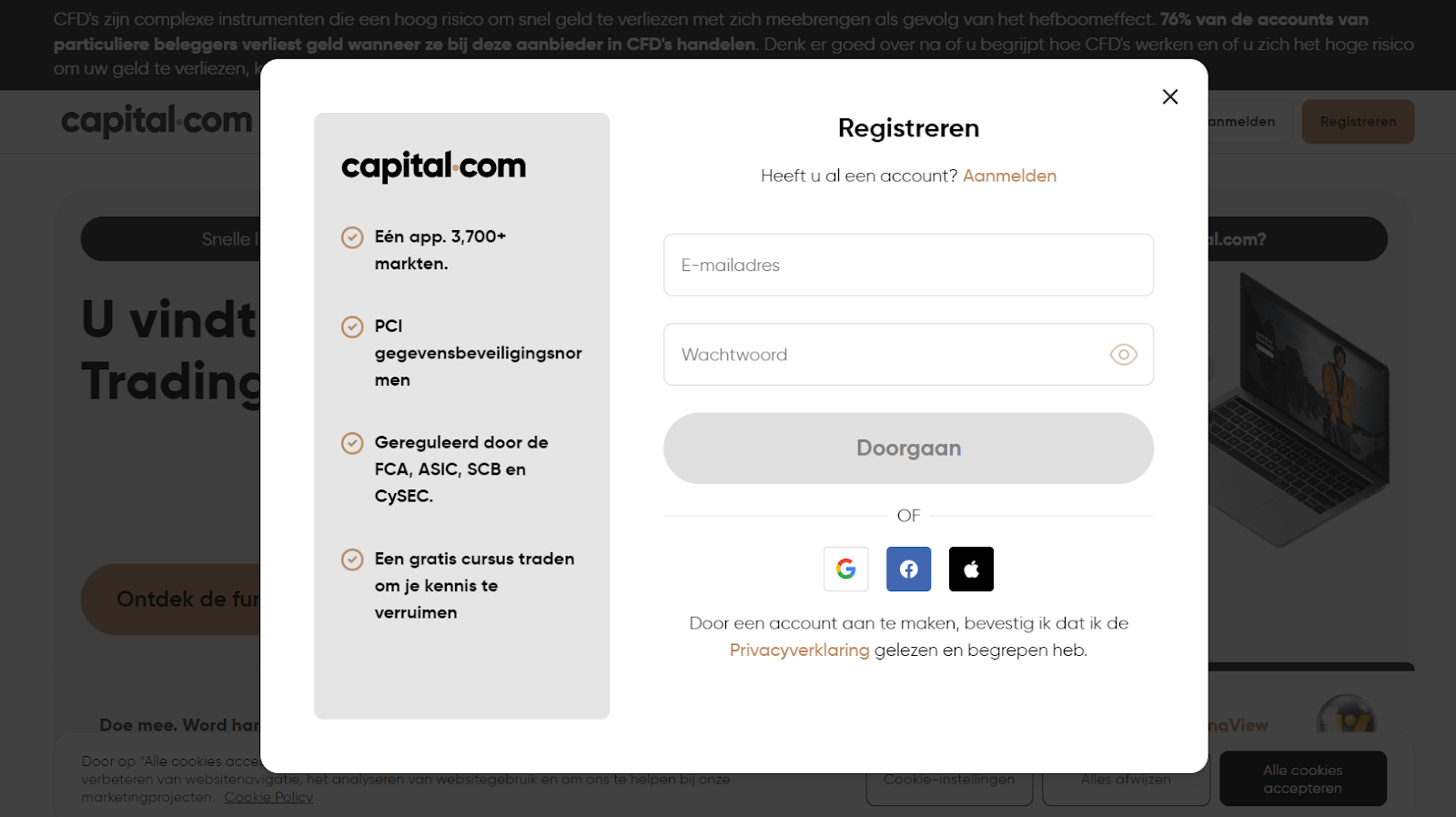 Capital.com beoordeling - Registratie