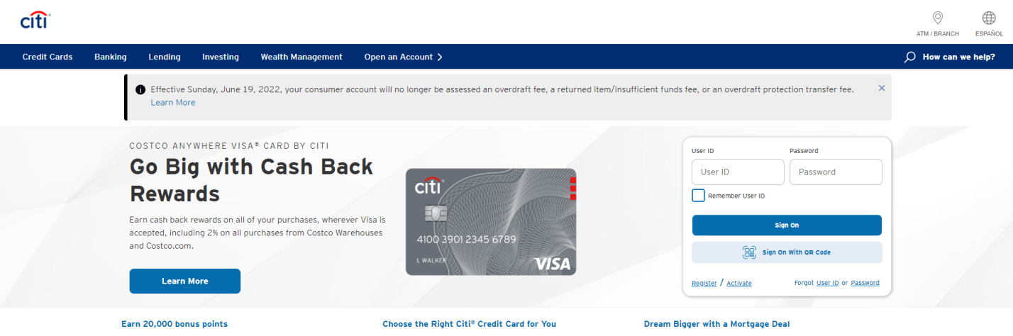 How to open an account at Citibank - Step 1