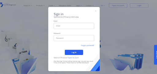 ETFinance Review — Log in to your account