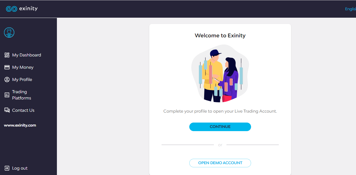 Exinity Review — Opening a new account