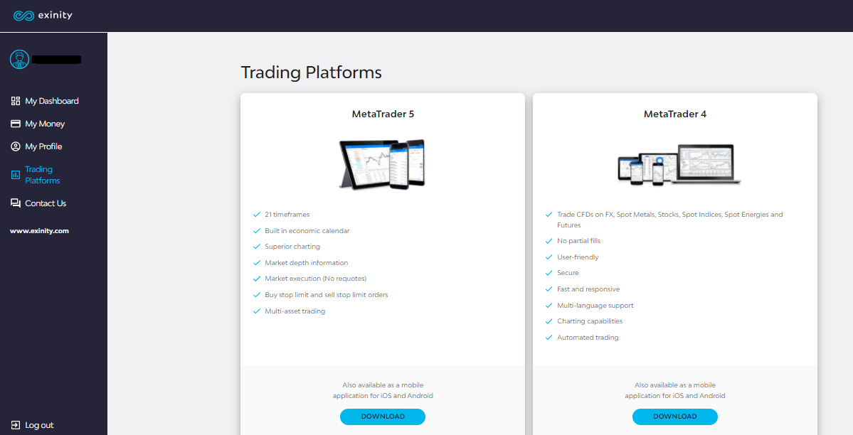 Exinity Review — Installing a trading terminal