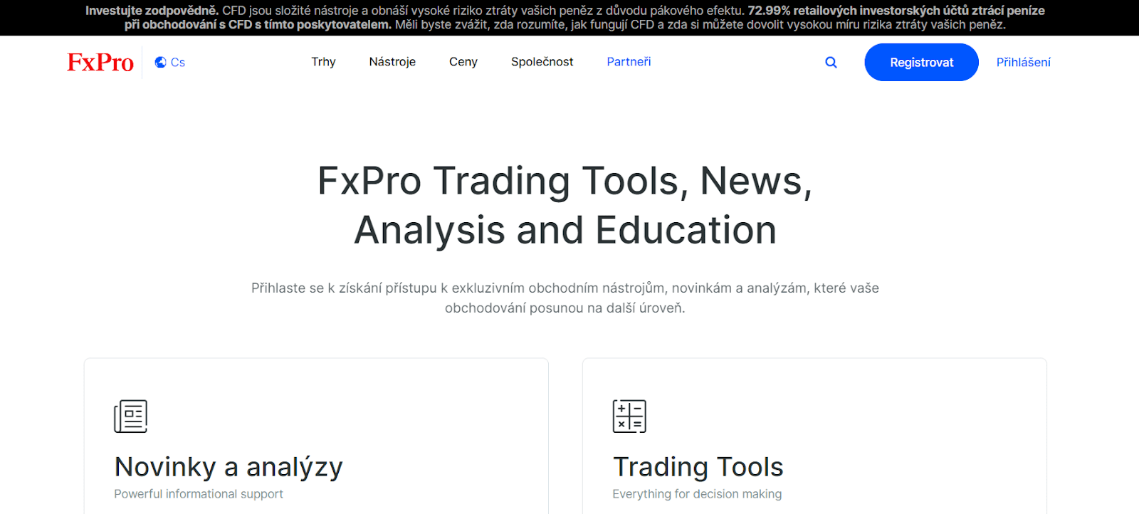 Užitečné nástroje FxPro – analytika od Trading Central