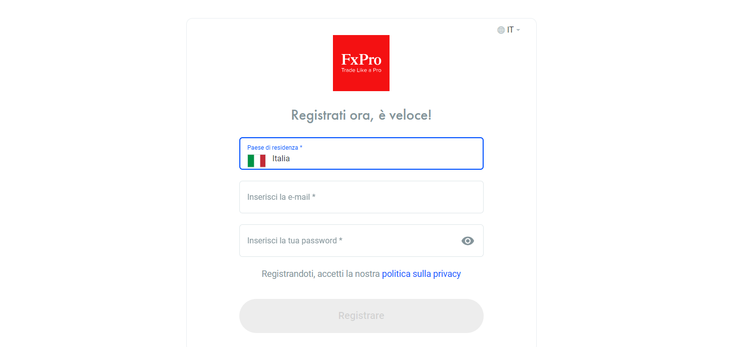 Revisione di FxPro - Registrati
