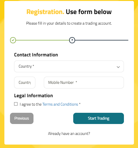 Overview of Gann Markets User Account — Final registration step