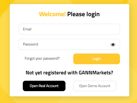 Overview of Gann Markets User Account — User account login