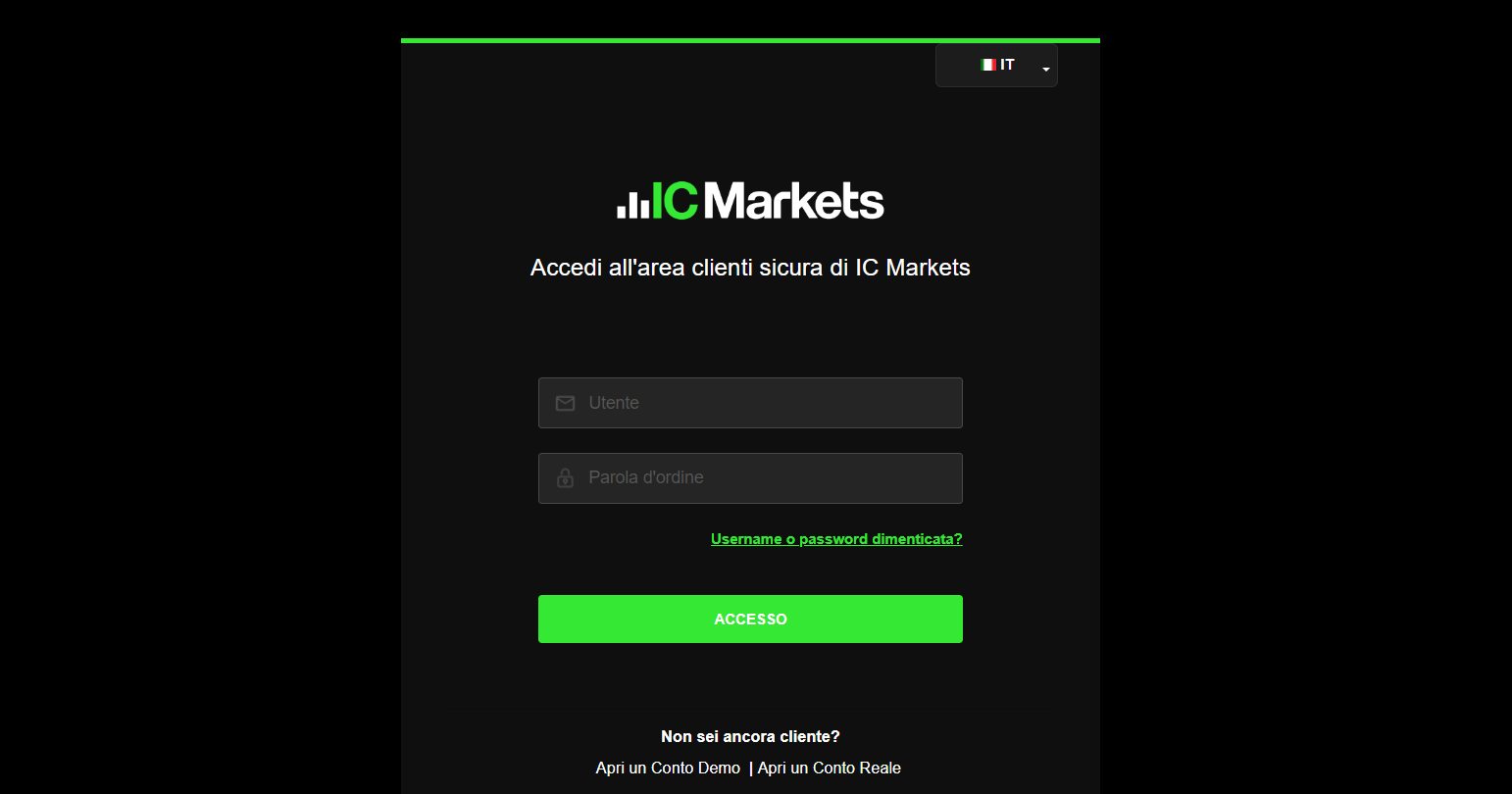 Revisione IC Markets - Area utente