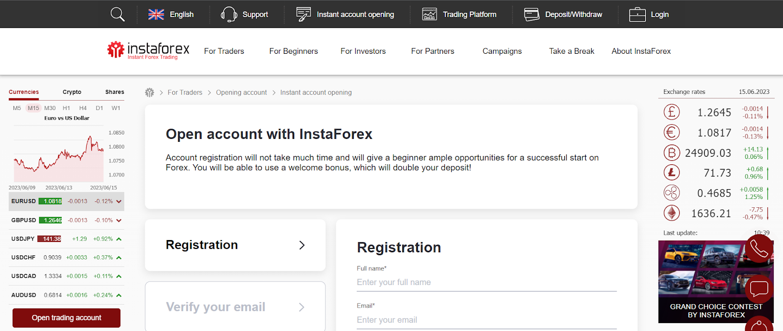 InstaForex Review - Registratie