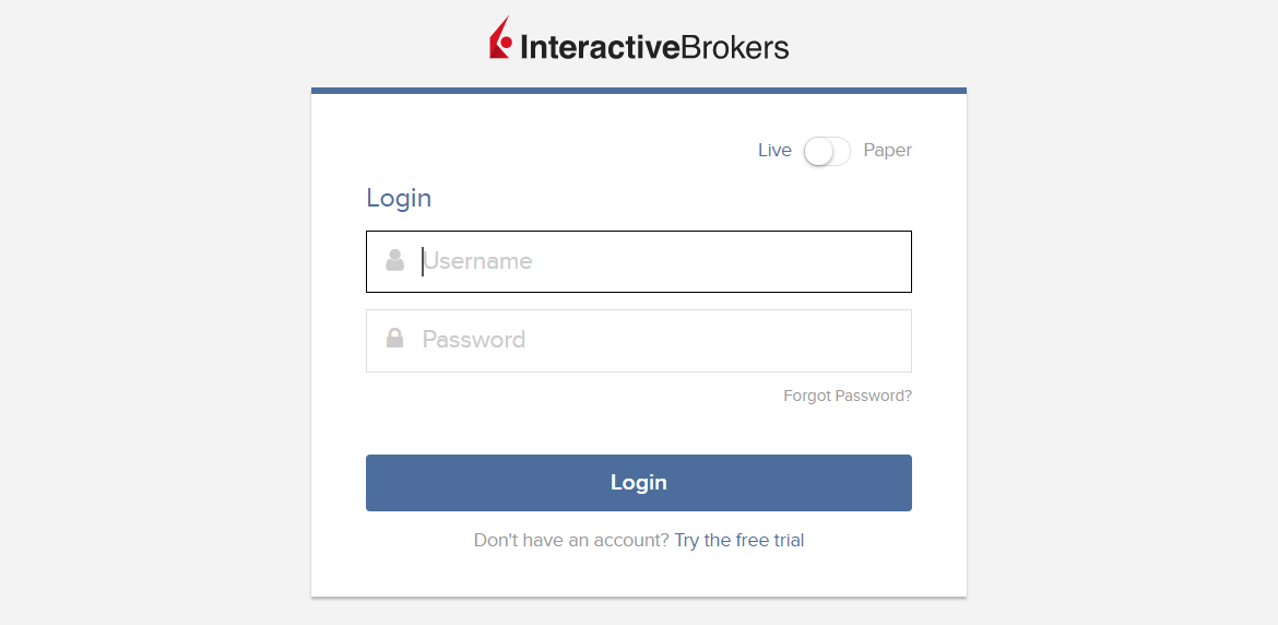 Akaun peribadi Interactive Brokers - Log masuk