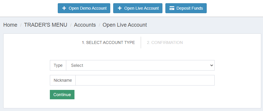 Review of Key to Markets’ User Account — Opening an account