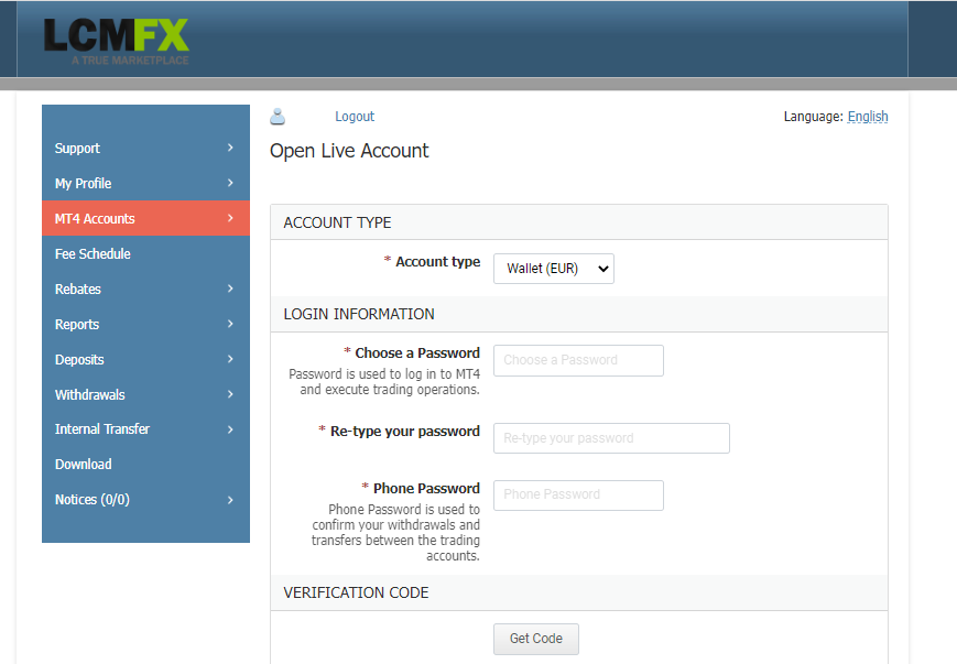 Review of LCM FX’s User Account — Open a trading account