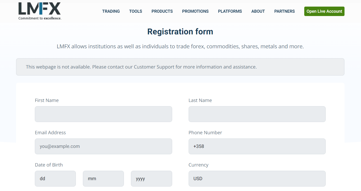 Overview of LMFX’s User Account — Registration