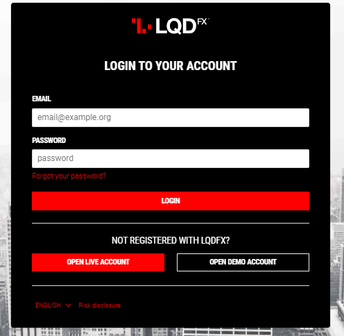 LQDFX Review — Accessing Personal Account