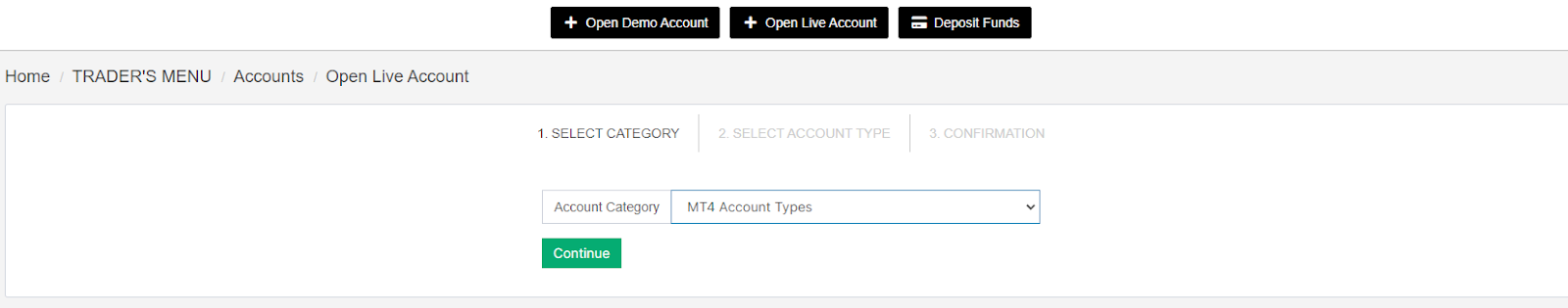 Review of M4Markets’ User Account — Select an account type