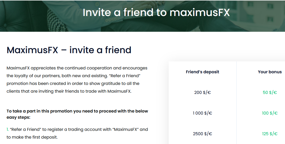 Bonuses from MaximusFX — Refer a Friend