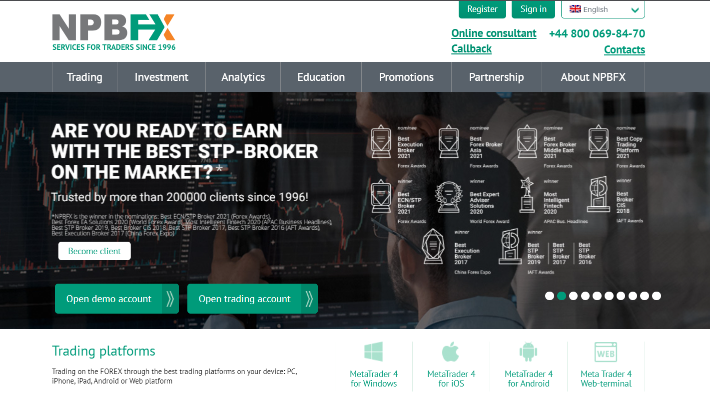 Opening an account on the NPBFX website