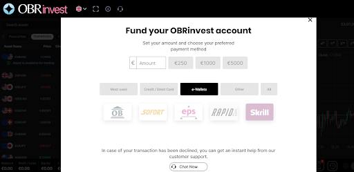 OBRinvest Review — Making a deposit