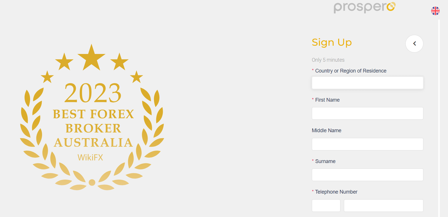Review of Prospero Global’s User account — Registration