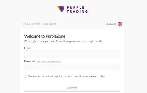 Przegląd konta osobistego Purple Trading- Zaloguj się do strefy użytkownika