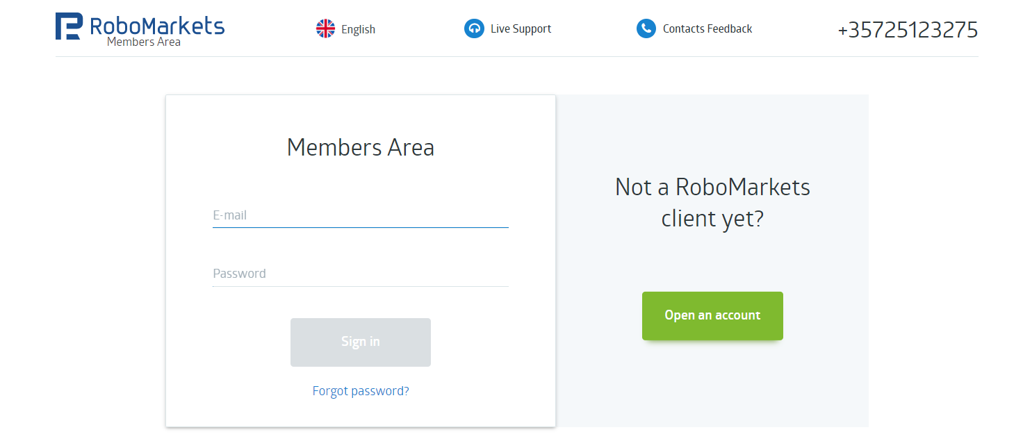 Authorization on the RoboForex website
