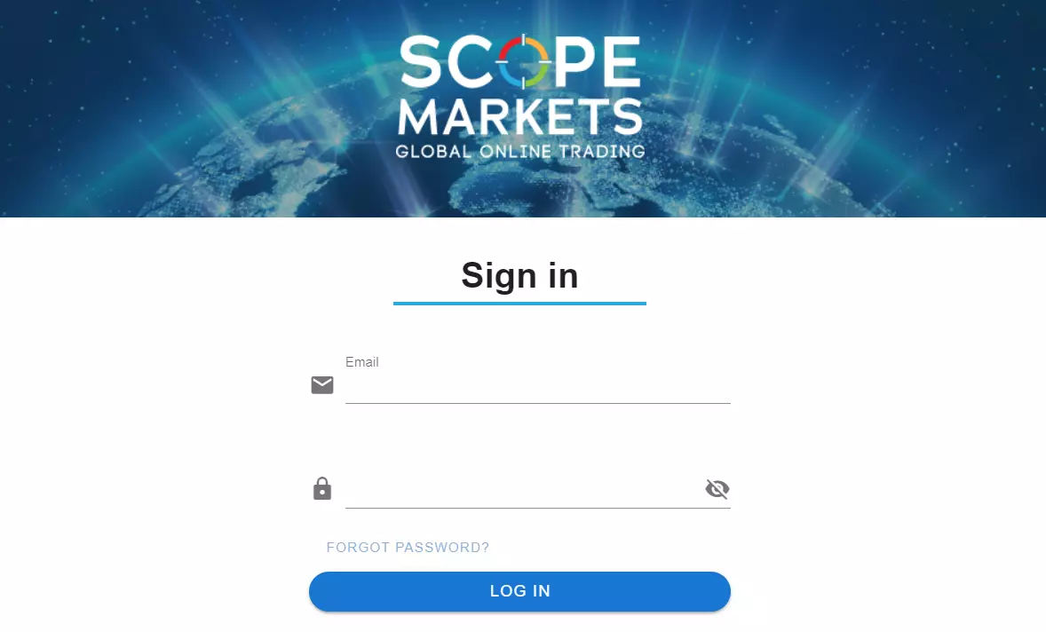 Review of Scope Markets’ User Account — Log in