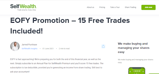 SelfWealth Bonuses — 15 free trades