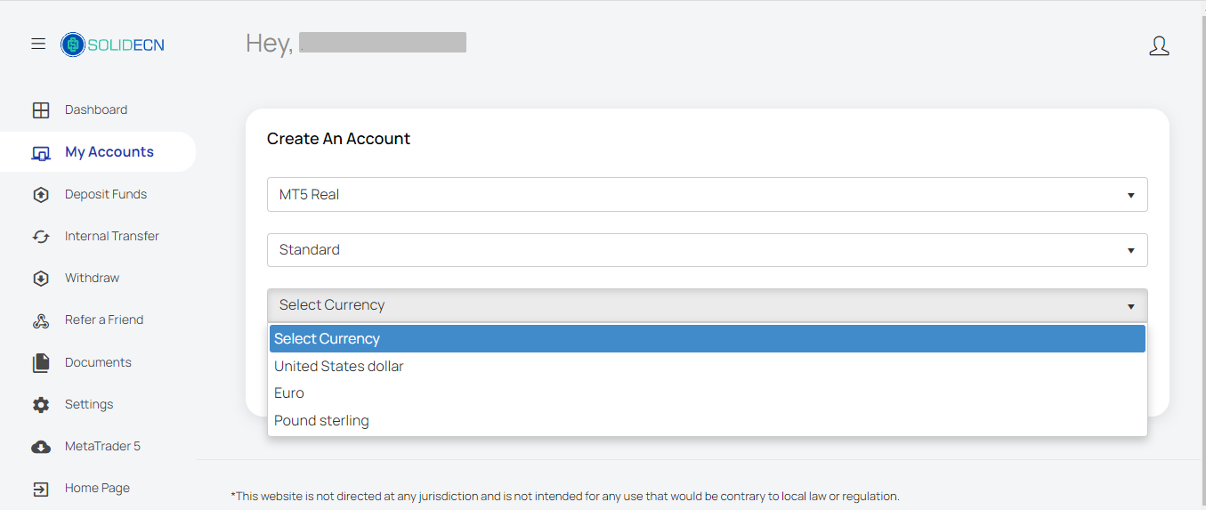 Review of Solid ECN’s User Account — Opening a new account