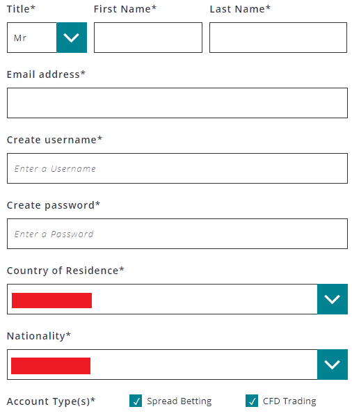 Spreadex Review - Registration form