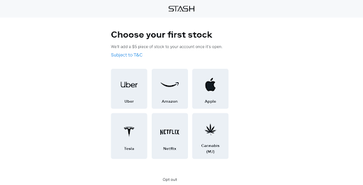 Overview of Stash’s personal account — $5 on the first investment