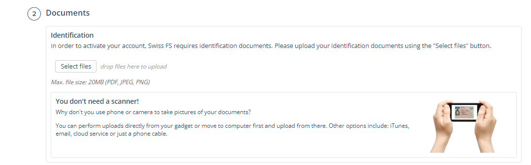 Review of SwissFS’ User Account — Verification