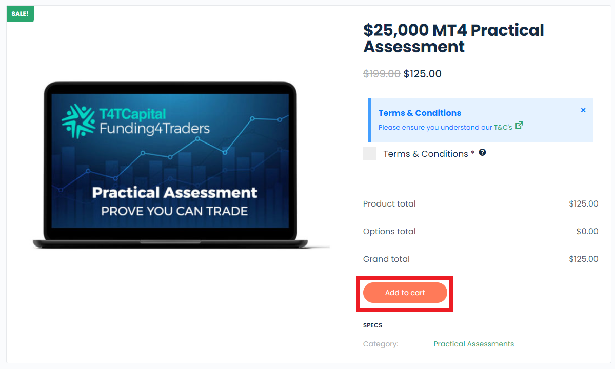 Review of T4TCapital’s User Account — Adding a tariff plan to the cart
