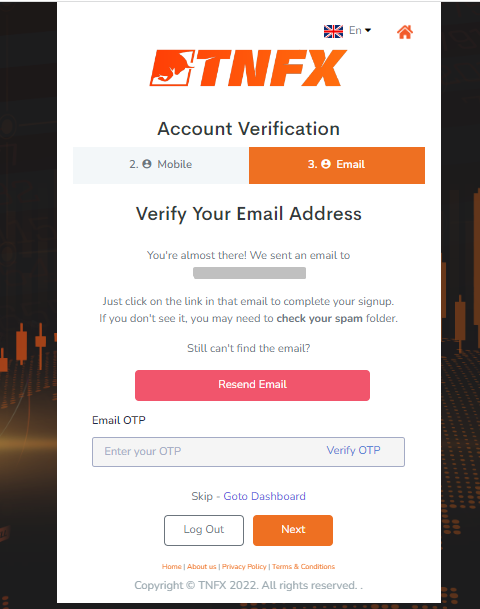 TNFX Review – Email verification