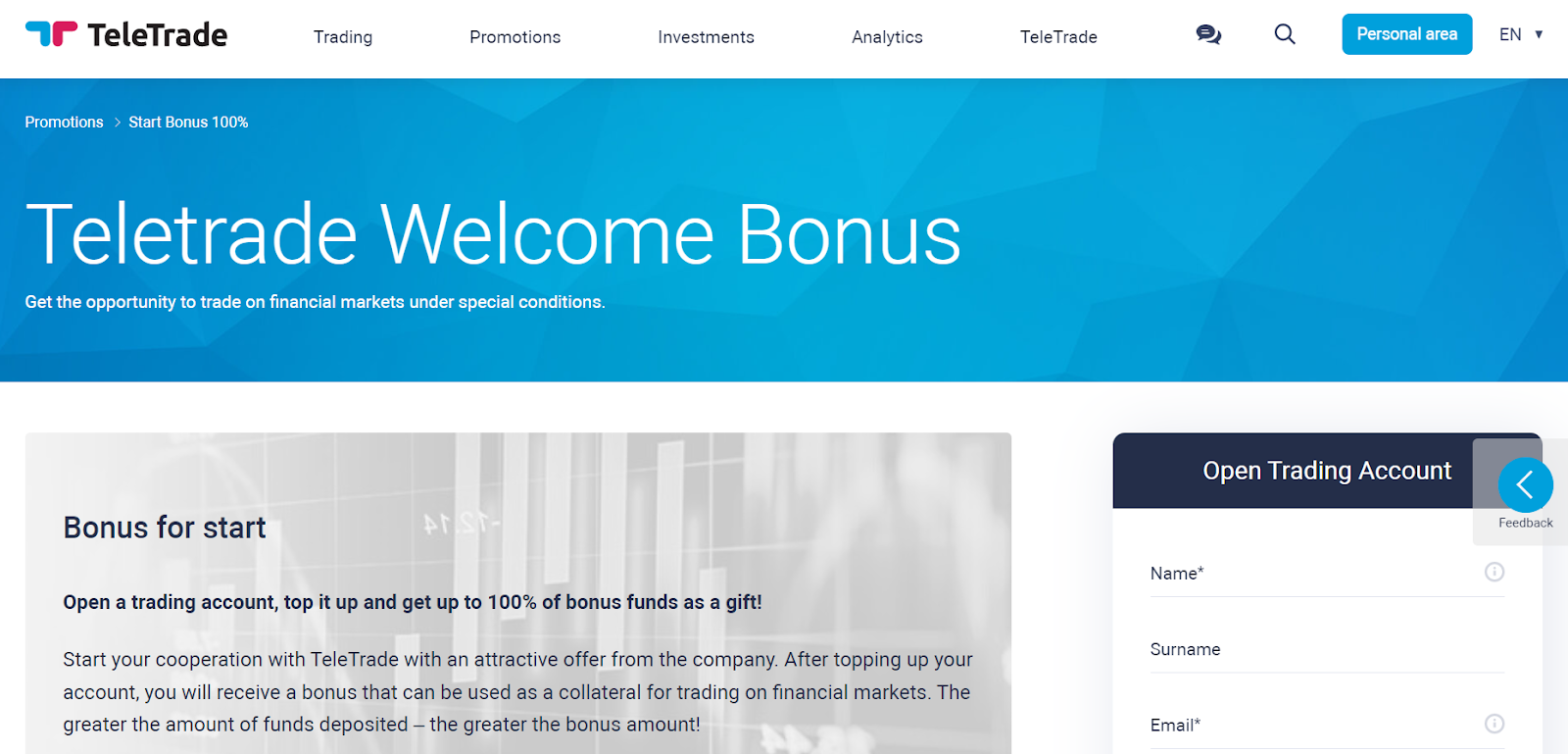 Teletrade bonuses - Welcome bonus