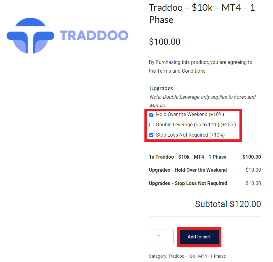 مراجعة حساب المستخدم Traddoo- خيارات إضافية