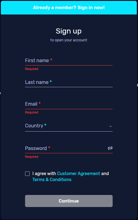 Review of Traders Domain’s User Account — Registration form