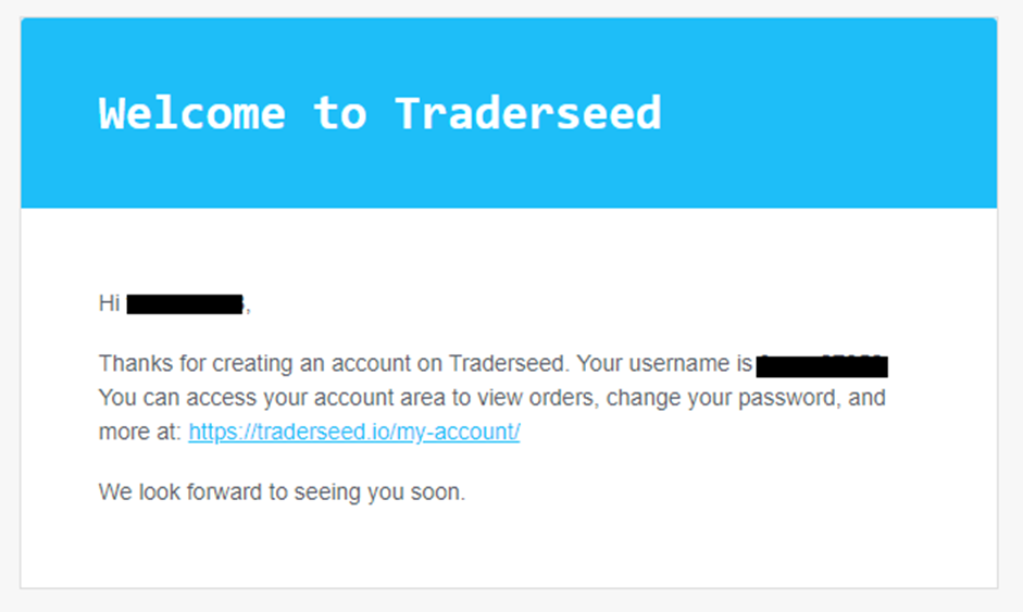 Overview of Traderseed’s User Account — Access to user account