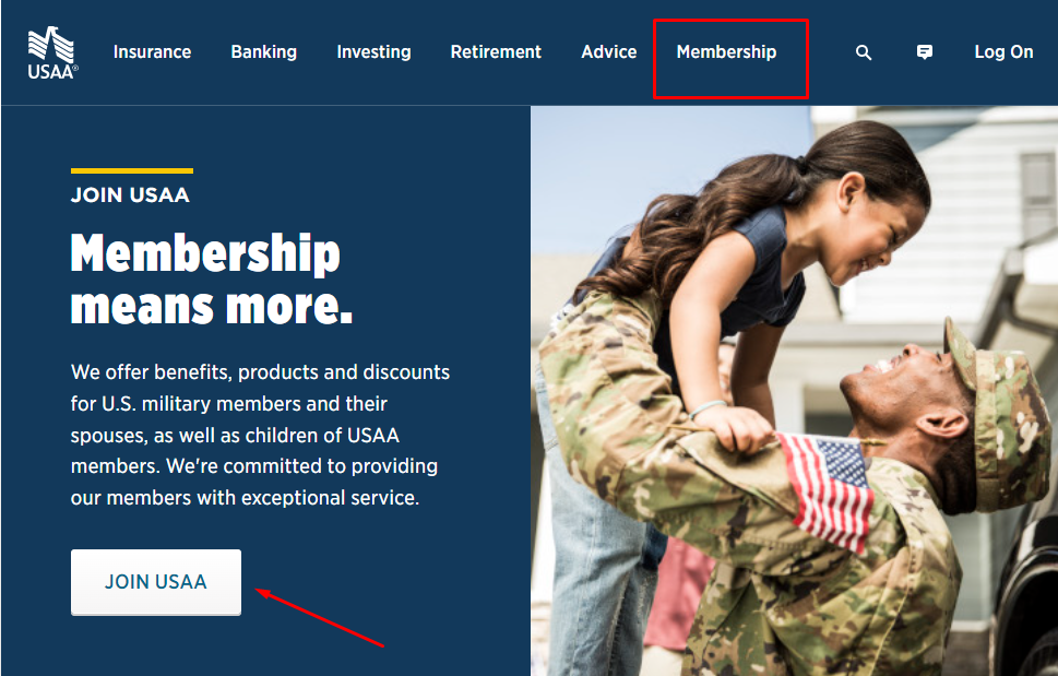 USAA registration page
