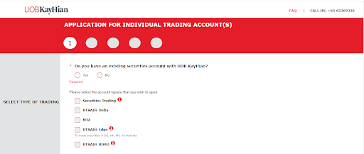 Overview of UTRADE’s personal account — Selecting the type of trading account