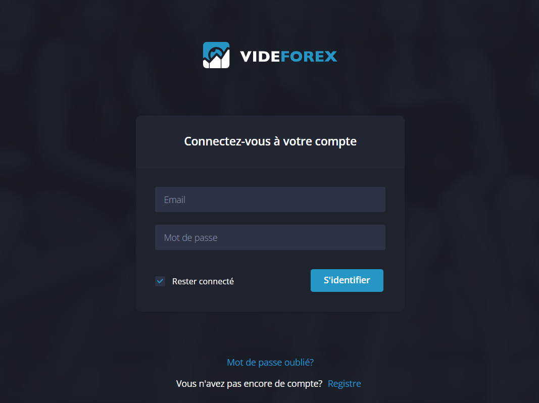 Aperçu VideForex - Connexion à votre compte personnel