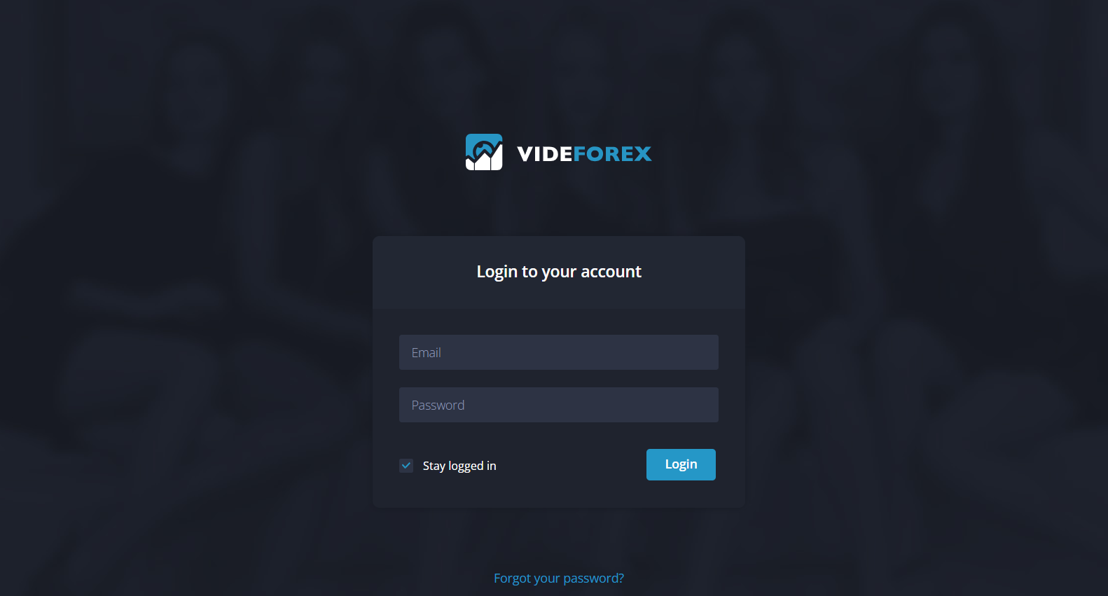 Visão geral da VideForex — Faça login na sua conta pessoal
