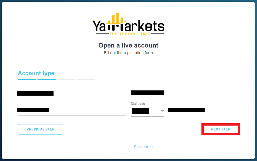 Review of YaMarkets’ User Account — Entering personal information
