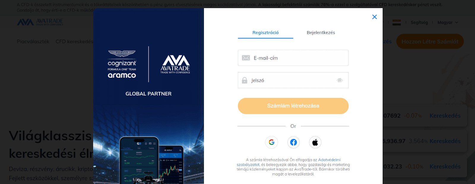 AvaTrade értékelés - Regisztráció