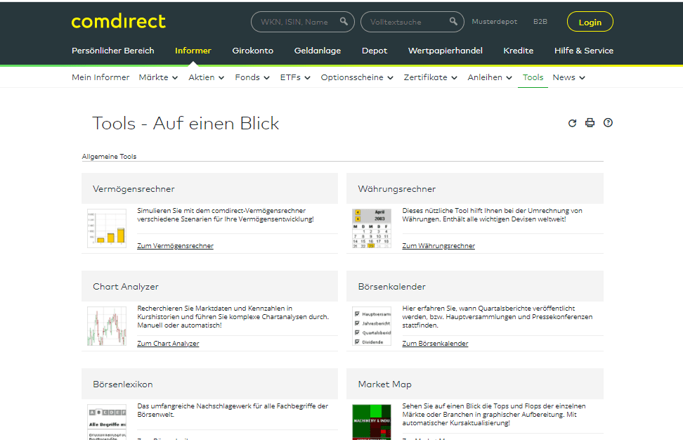 Comdirect Überprüfung - Finanzinstrumente