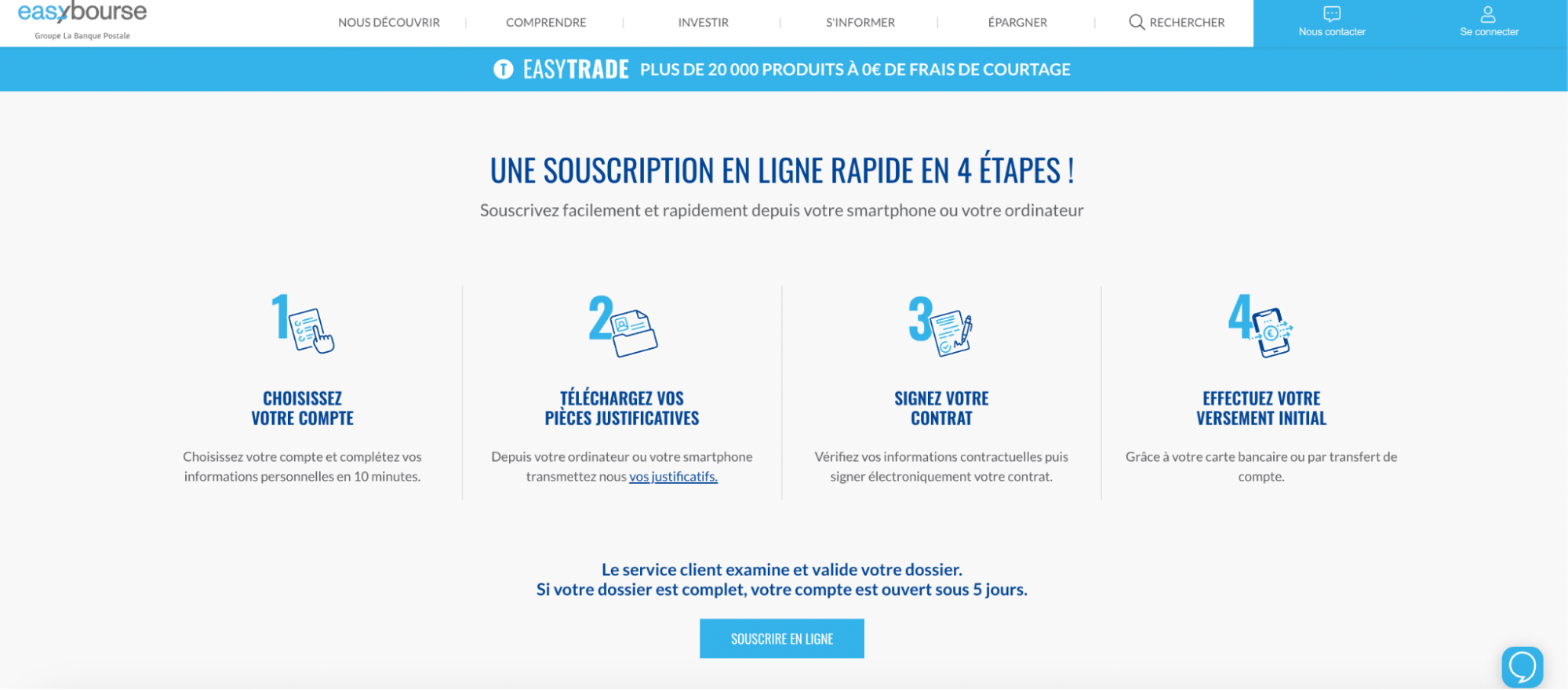 Examen du compte d'utilisateur de EasyBourse- Choix du plan