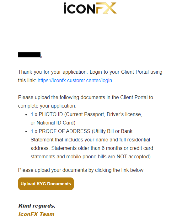 Examen du compte d'utilisateur de Icon FX- Vérification