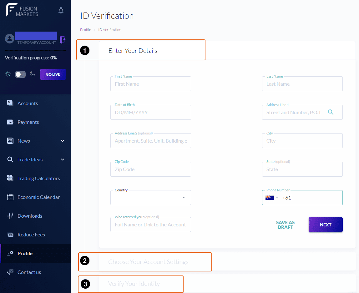 Fusion Markets Revisão - Verificação