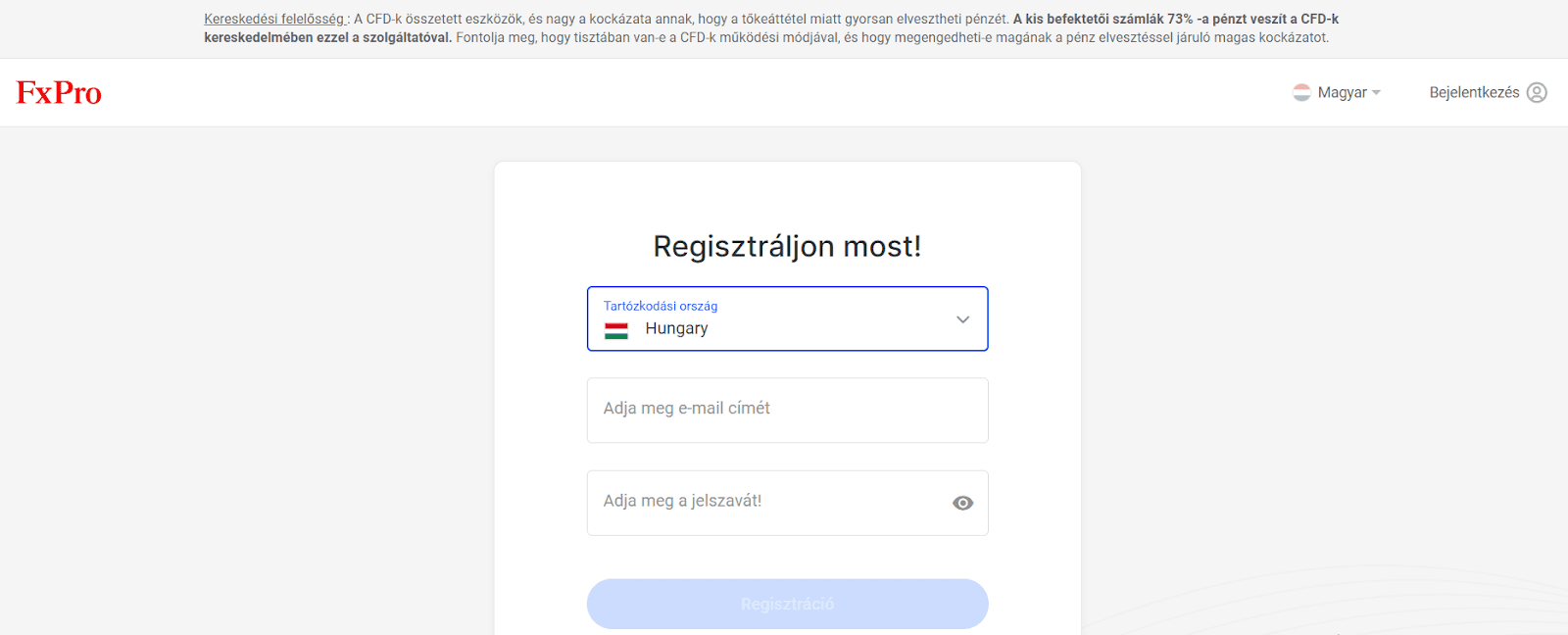 FxPro Áttekintés – Regisztráljon