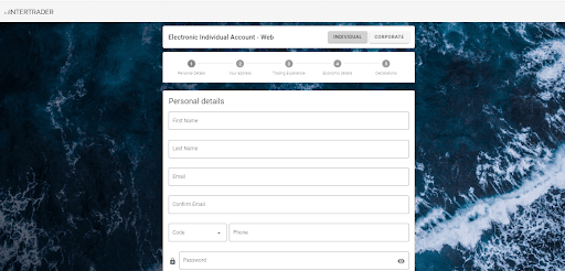 InterTrader Recensione - Compilazione del modulo di registrazione