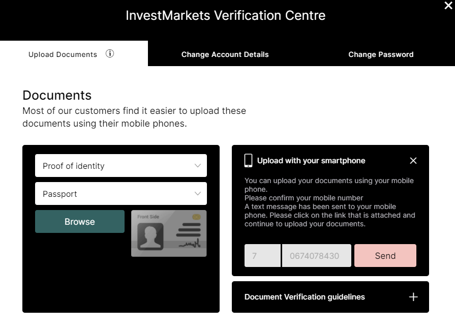 مراجعة InvestMarkets - وظائف الحساب الشخصي